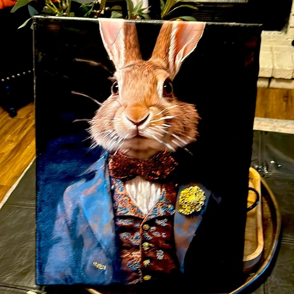 Hand painted custom art over a print.